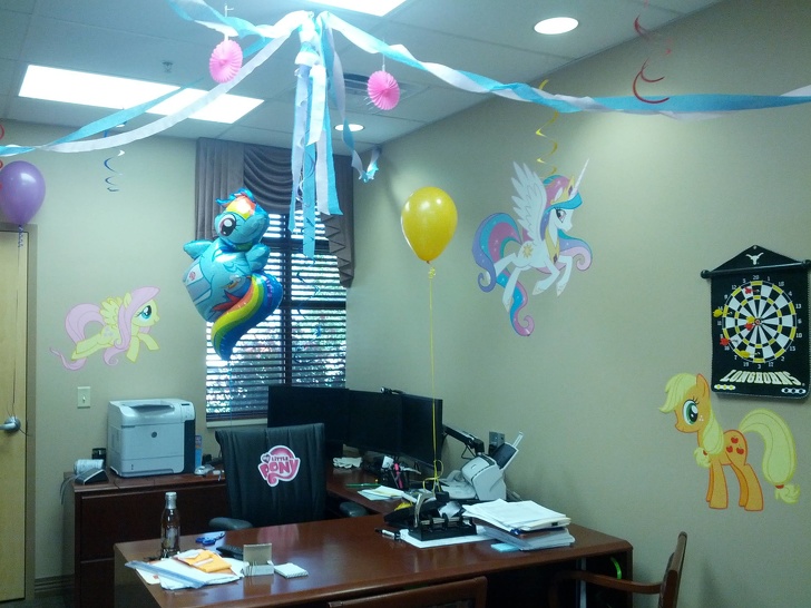 “Our boss jokingly claimed to be a ’Brony’ and after seeing our prank, he regretted it.”
