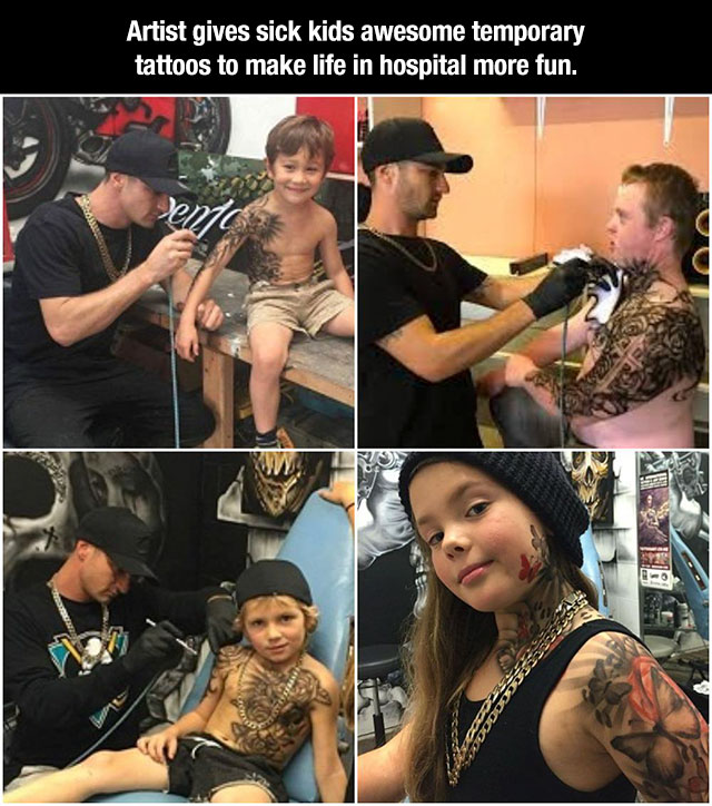 music - Artist gives sick kids awesome temporary tattoos to make life in hospital more fun.