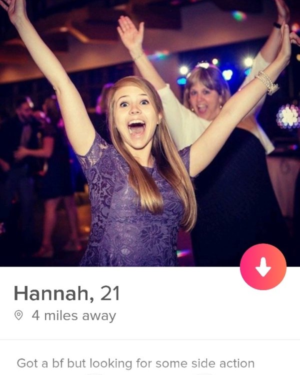 tinder- friendship - Hannah, 21 4 miles away Got a bf but looking for some side action