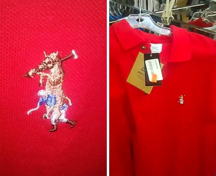 “Just bought this Polo T-shirt but when I got home I realized the man was carrying the horse instead.”