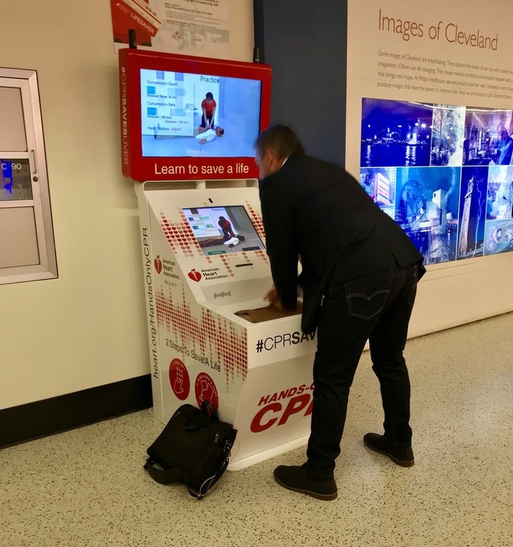 You can practice CPR while waiting for your flight at this Cleveland airport.