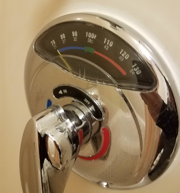 “Stayed at a hotel that has a thermometer in the shower.”