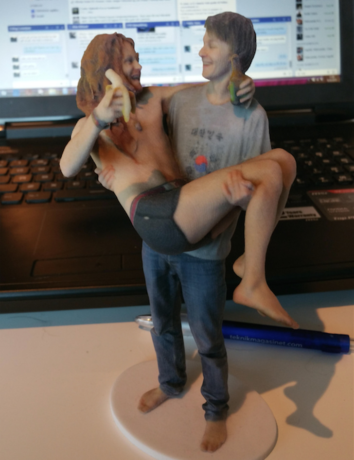 “Alcohol + technology: My friends got drunk, 3D scanned themselves and printed it out.”