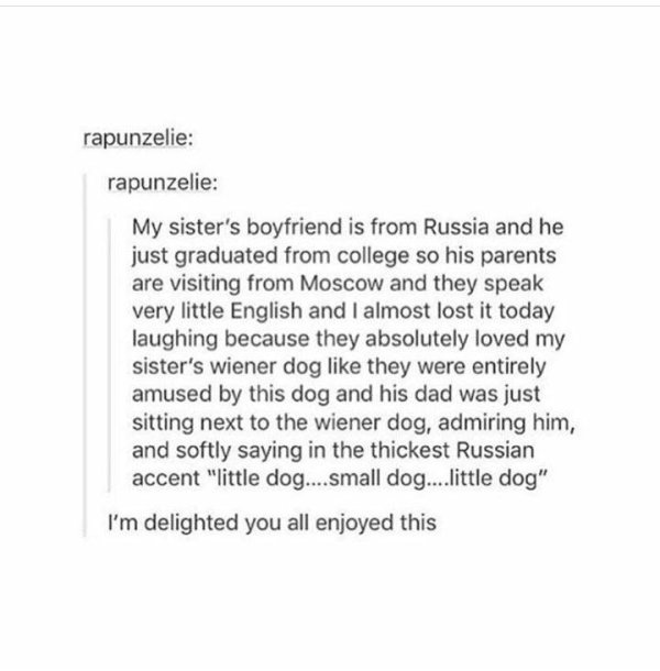 wholesome meme of Parent - rapunzelie rapunzelie My sister's boyfriend is from Russia and he just graduated from college so his parents are visiting from Moscow and they speak very little English and I almost lost it today laughing because they absolutely