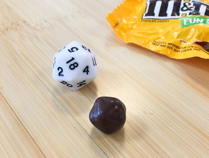 An M&M in the shape of a perfect icosahedron