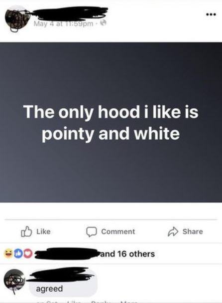 multimedia - May 4 ampm The only hood i is pointy and white Comment 200 and 16 others agreed