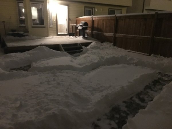 “The girlfriend asked me to shovel a path to the garage.”