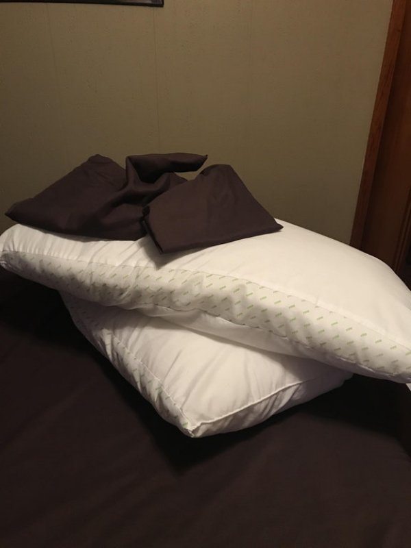 “Asked my husband to put the pillowcases on the pillows.”