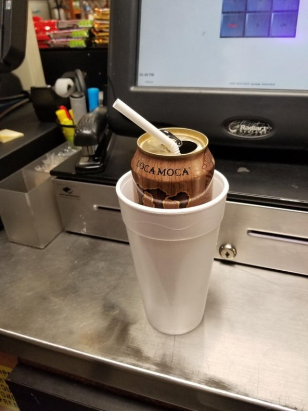 Company’s Policy: “All beverages must be in a cup with a straw”