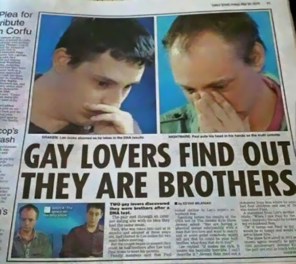 bad luck gay lovers find out they are brothers meme - plea for ribute Corfu Lop's ash Gay Lovers Find Out They Are Brothers Two y lover overed hey were brothers are Dna test Bu