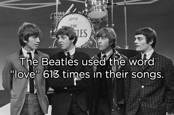 beatles with jimmy nicol - The The Beatles used the word "love" 613 times in their songs.