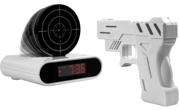An alarm that helps you let off some steam by shooting it. </br><br>Pull the trigger on this bad boy <a href=https://amzn.to/2IqJ2WI>here.</a>