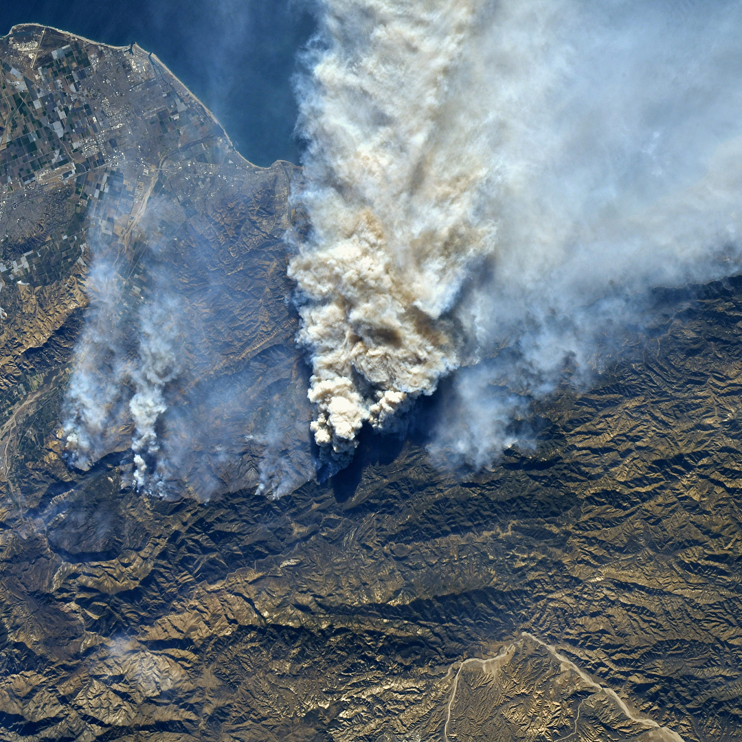 Forest fire seen from an orbiting space station