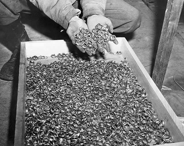 Wedding bands that were removed from holocaust victims before they were executed
