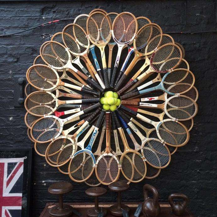 The way these tennis rackets are arranged