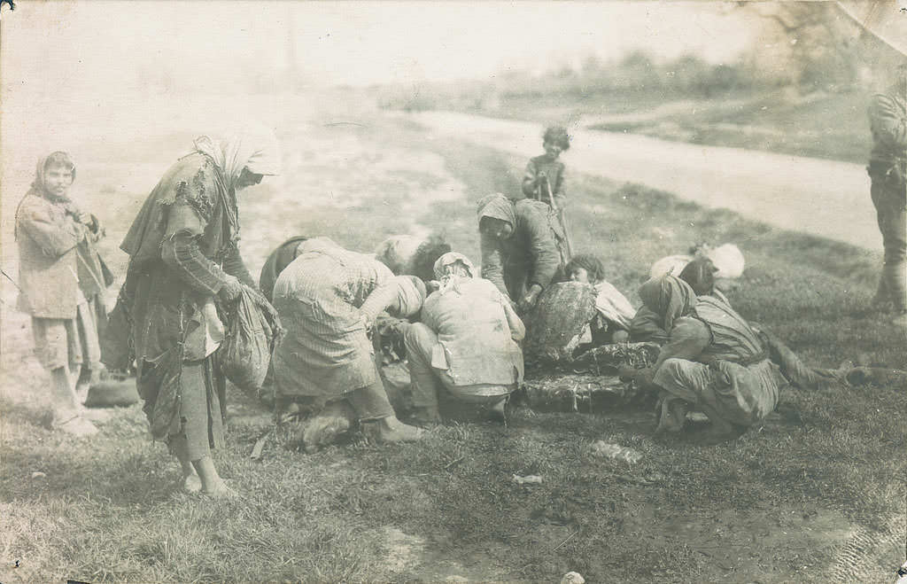 Starving Armenians butchering a horse for food on a road to Syria in 1916. These were some of the lucky ones who most likely escaped the Armenian Genocide that killed 1.5 million Armenians.
