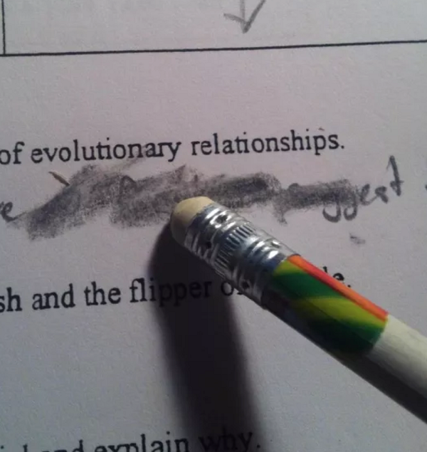 Cheap erasers, the ruiners of papers.