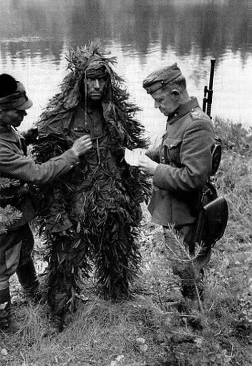 A Russian sniper after being caught by Finnish soldiers in Finland in 1941.