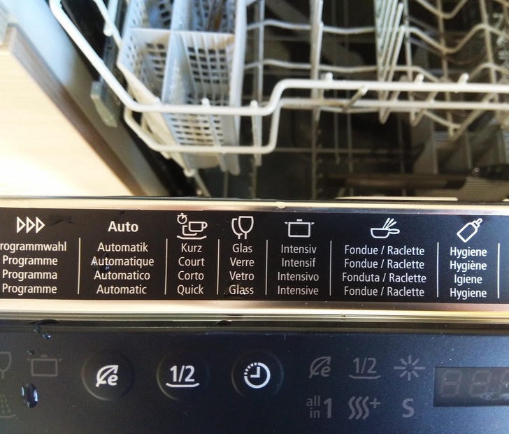A dishwasher in Switzerland with a program just for “Fondue/Raclette” dishes