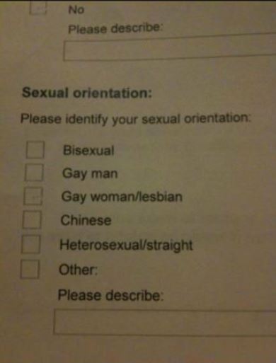document - No Please describe Sexual orientation Please identify your sexual orientation Bisexual Gay man Gay womanlesbian Chinese Heterosexualstraight Other Please describe