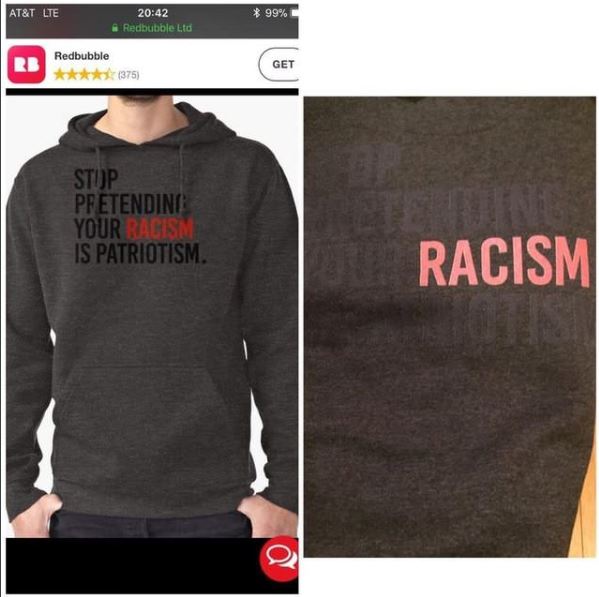 stop pretending your racism is patriotism hoodie - At&T Lte Redbubble Ltd 99% Redbubble 375 Stup Pretendine Your Racism Is Patriotism. Racism