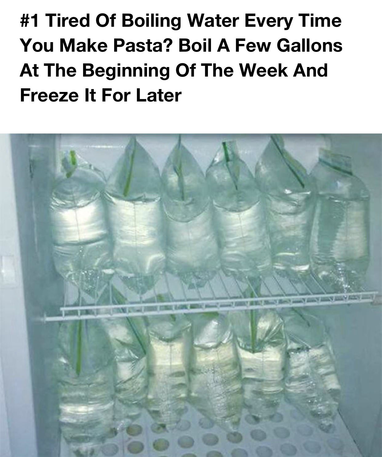 tired of boiling water for pasta - Tired Of Boiling Water Every Time You Make Pasta? Boil A Few Gallons At The Beginning Of The Week And Freeze It For Later