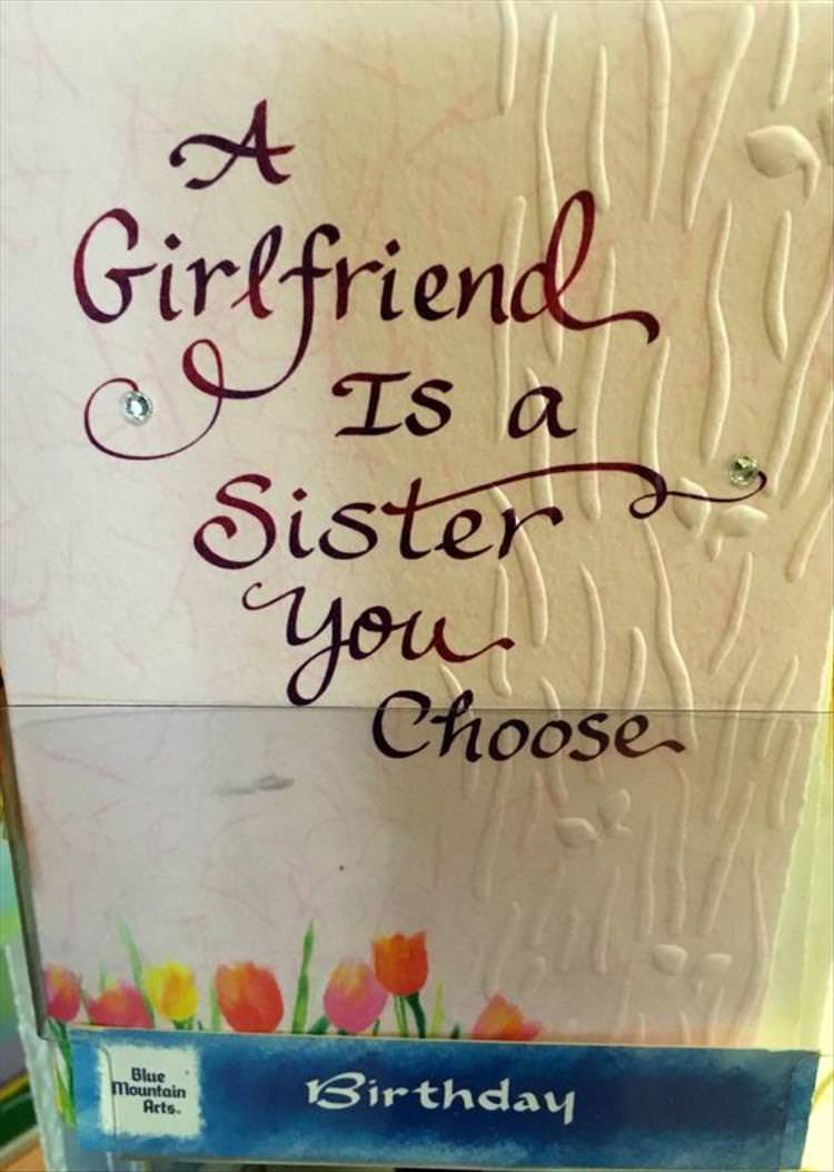 calligraphy - Girlfriend e Is a Sisters you Choose. Blue Mountain Arts. mencion Birthday