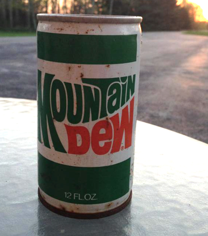 This ancient Mountain Dew can I found in the woods