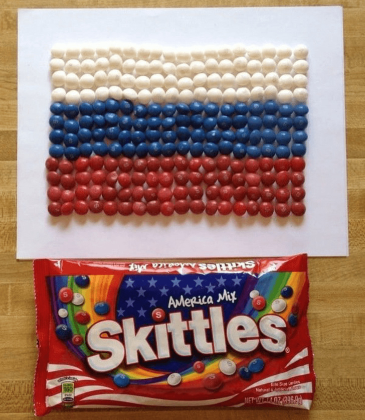 “You can make a Russian flag using Skittles.”
