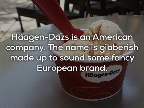 haagen dazs ice cream - HagenDazs is an American company. The name is gibberish made up to sound some fancy European brand. Dogs HagenD