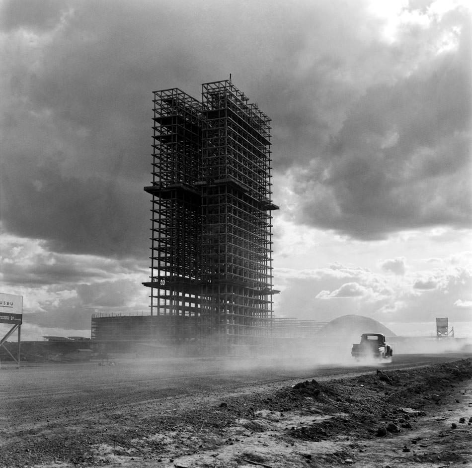 Construction of Brasilia in Brazil in 1958.