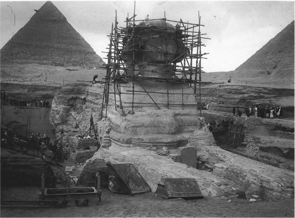 Restoration project on the Sphinx in Egypt in 1925.