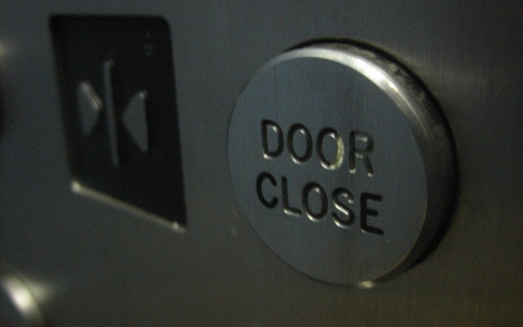 Approximately 80% of “close door” elevator buttons aren’t connected to anything