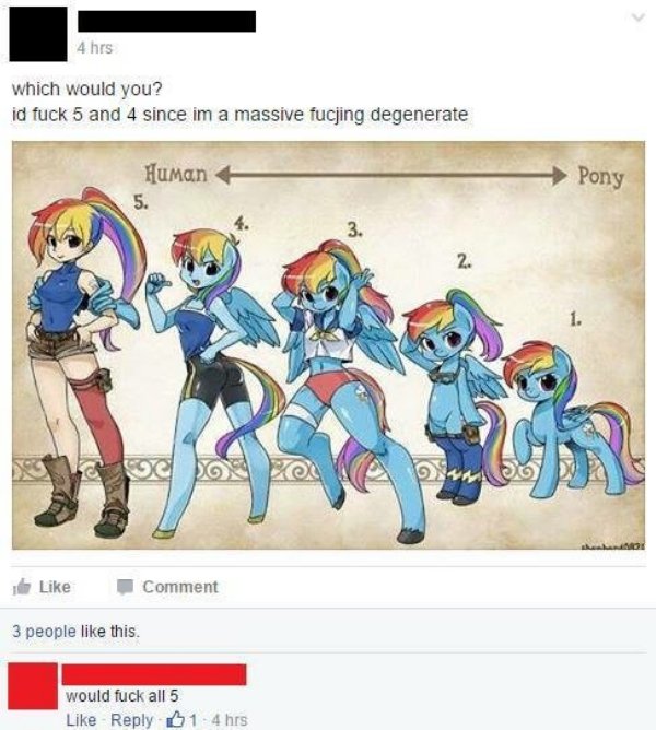 pony to human mlp - 4 hrs which would you? id fuck 5 and 4 since im a massive fucjing degenerate Human Pony Comment 3 people this. would fuck all 5 14 hrs