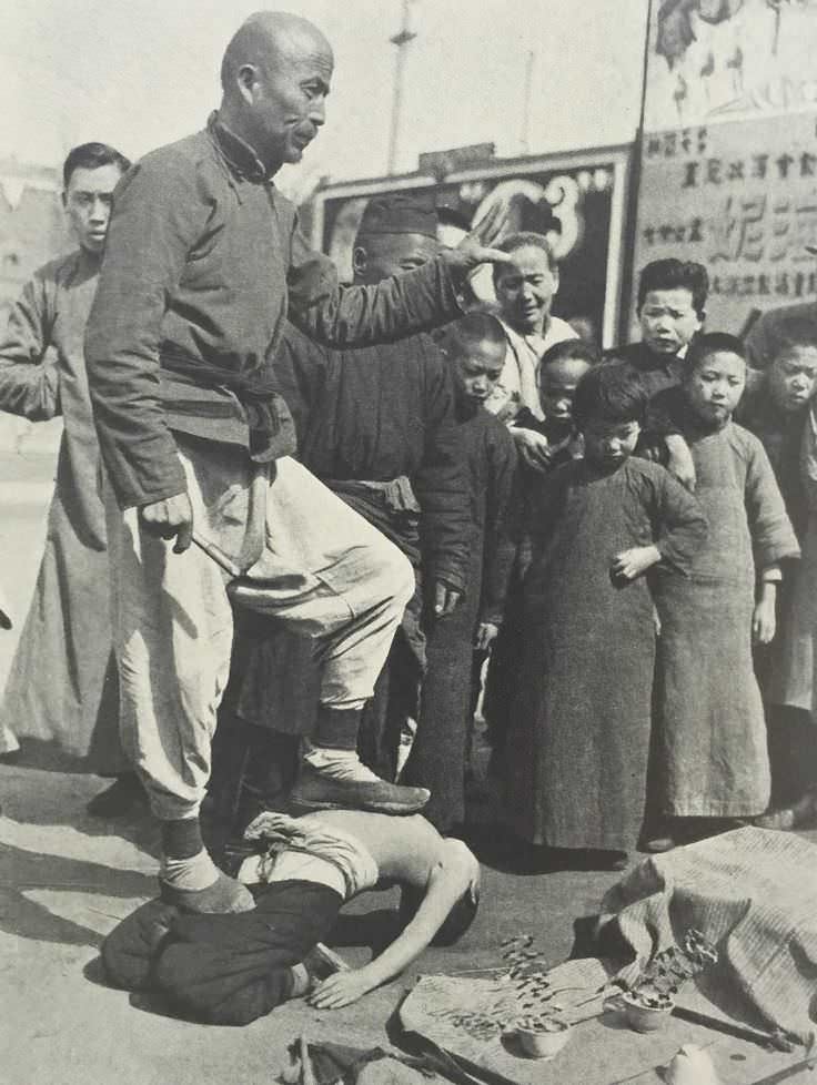 An acrobatic family in China in 1927.