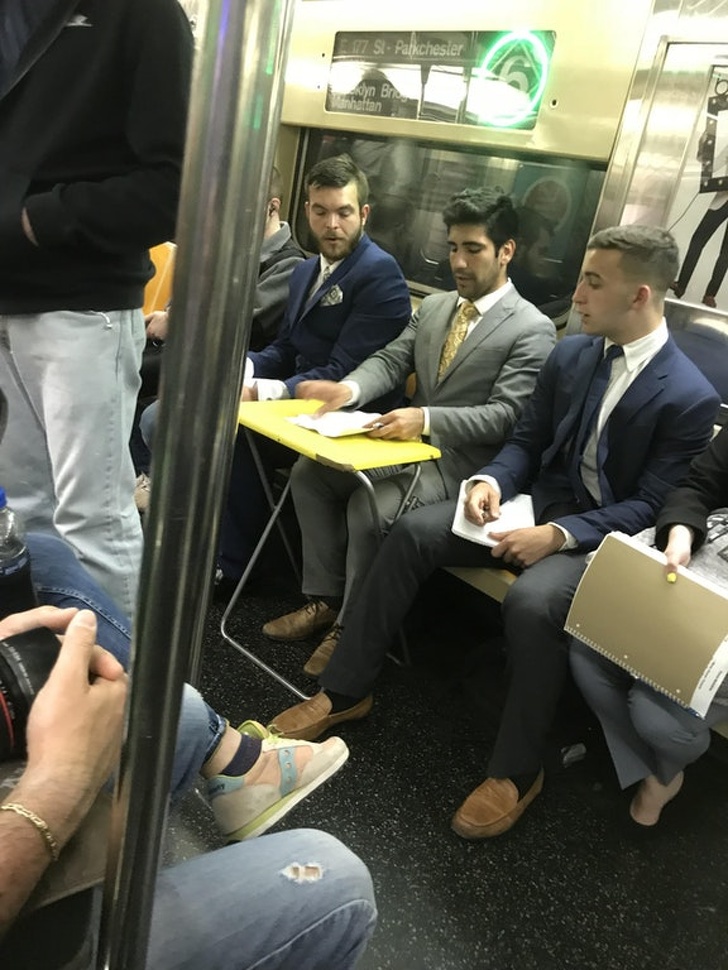 Why have a meeting in an office, when you can have it on a subway?