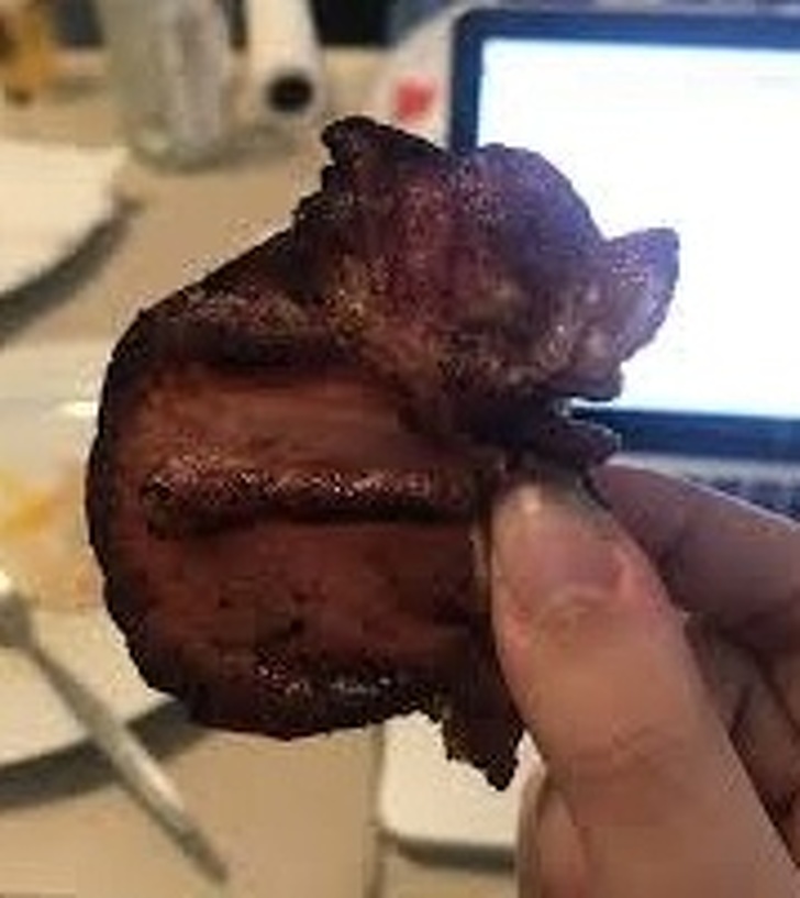 My bacon looks like a fried pig.