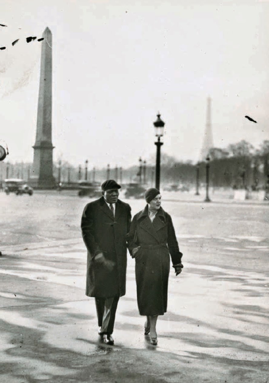 Jack Johnson and his third wife Irene Pineau in Paris, France in 1930. Irene is in fact white. In 1908, Johnson became the first black heavyweight boxing champion. He would reign for the next 7 years. Unfortunately, 1912 would prove a difficult year for the champion. First, he opened a desegregated club and was known for his relationships and marriages to white women (all 3 of his wives were white). This led to the government going after him for violating racially charged laws. Also that same year, his first wife Etta actually killed herself supposedly because Johnson was sleeping around on her. Also it is rumored he would verbally abusive with her and flaunted his infidelity. He would fight the legal battle for a year before fleeing to France in 1913. He actually remained oversees through WWI, returning in 1920 and serving his year conviction for transporting a woman across state lines for immoral purposes. He would visit France often, and even fought as a boxer into his 60s, losing most of his fights at that age. He died in a car accident in 1946. President Trump pardoned his conviction earlier this year.