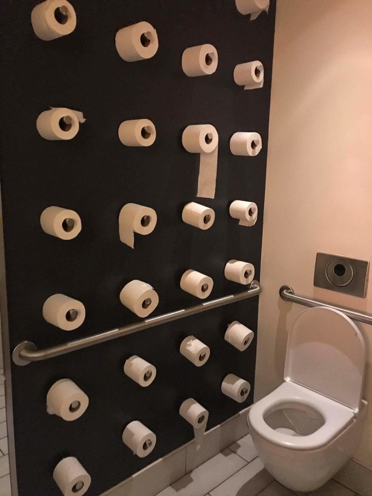 This restaurant has 25+ rolls of toilet paper on the wall of every stall