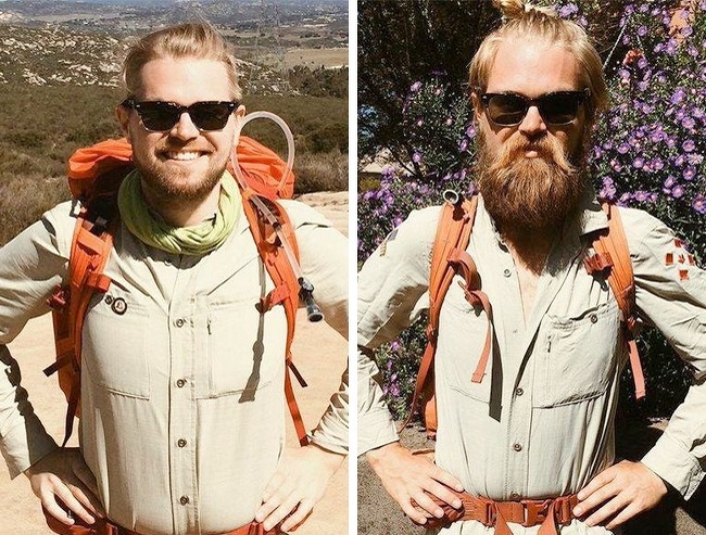 “A friend of mine walked from Mexico to Canada. This is him before and after.”