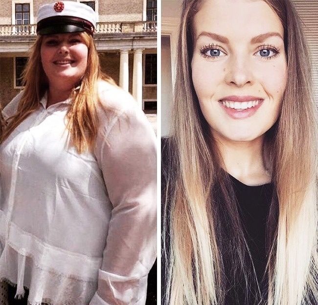 “My sister before and after losing over 168 lb in 11 months”