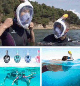 Full-face snorkel mask. The ocean is your ocean <a href=https://amzn.to/2xRfoZI "no follow" target="_blank">here.</a>