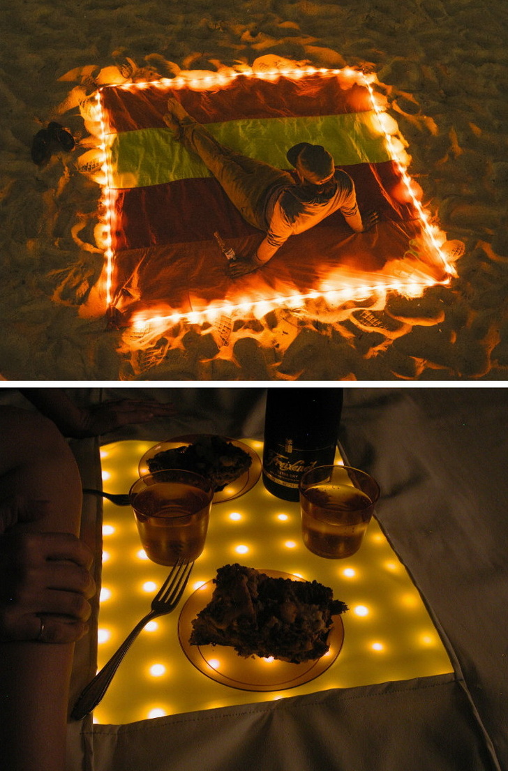 A photodiode picnic rug. You can keep the party going into the night time <a href=https://amzn.to/2MbGP3J "no follow" target="_blank">here.</a>