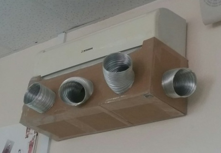 This contraption helps control the flow of cold air from an air conditioner in the office.