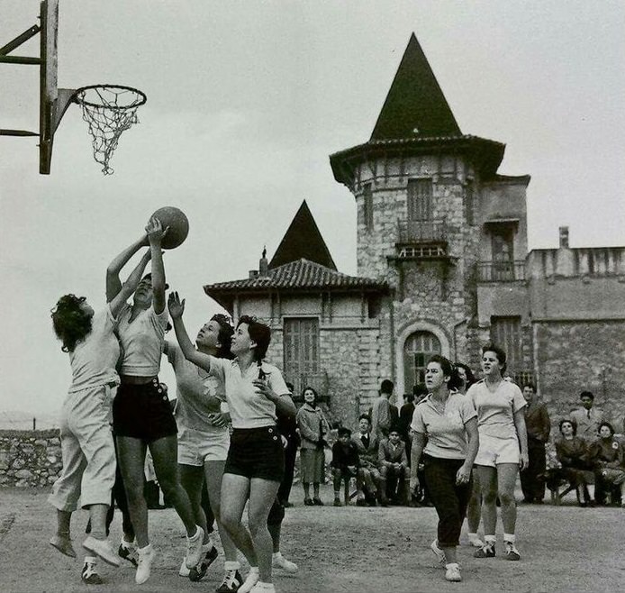 Girls playing basketball in Greece in 1950.