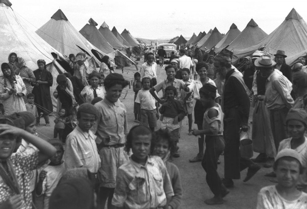 Jewish refugees, mostly children, in camps in Israel after leaving their homes in Yemen to join the Jewish state in 1954.