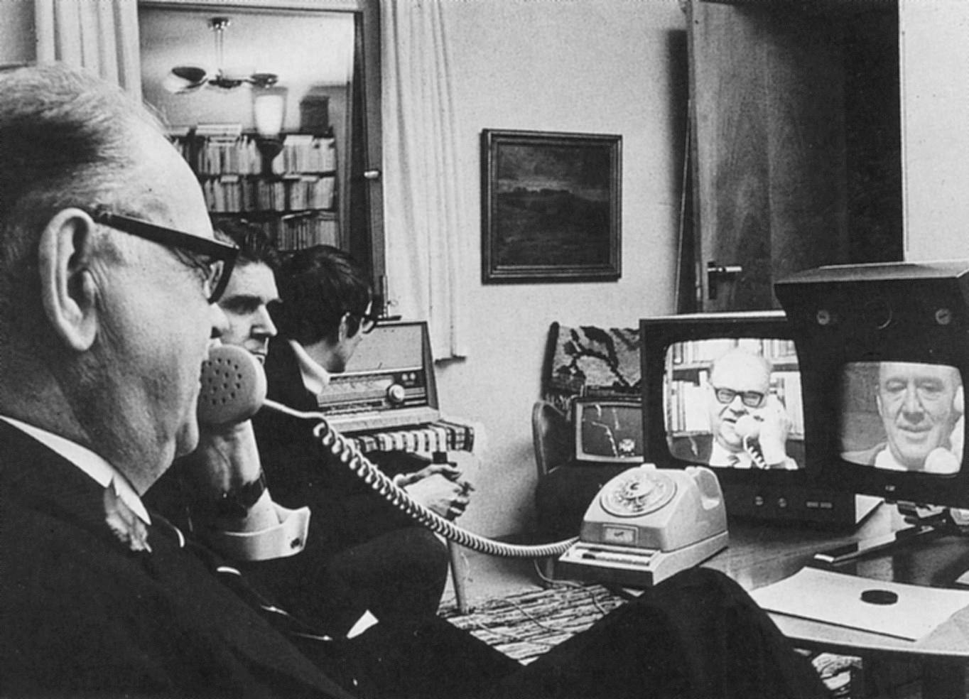 A video conference in Sweden in 1960.
