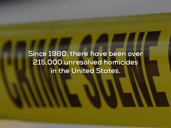 creepy fact crime scene do not cross - Since 1980, there have been over 215,000 unresolved homicides in the United States.