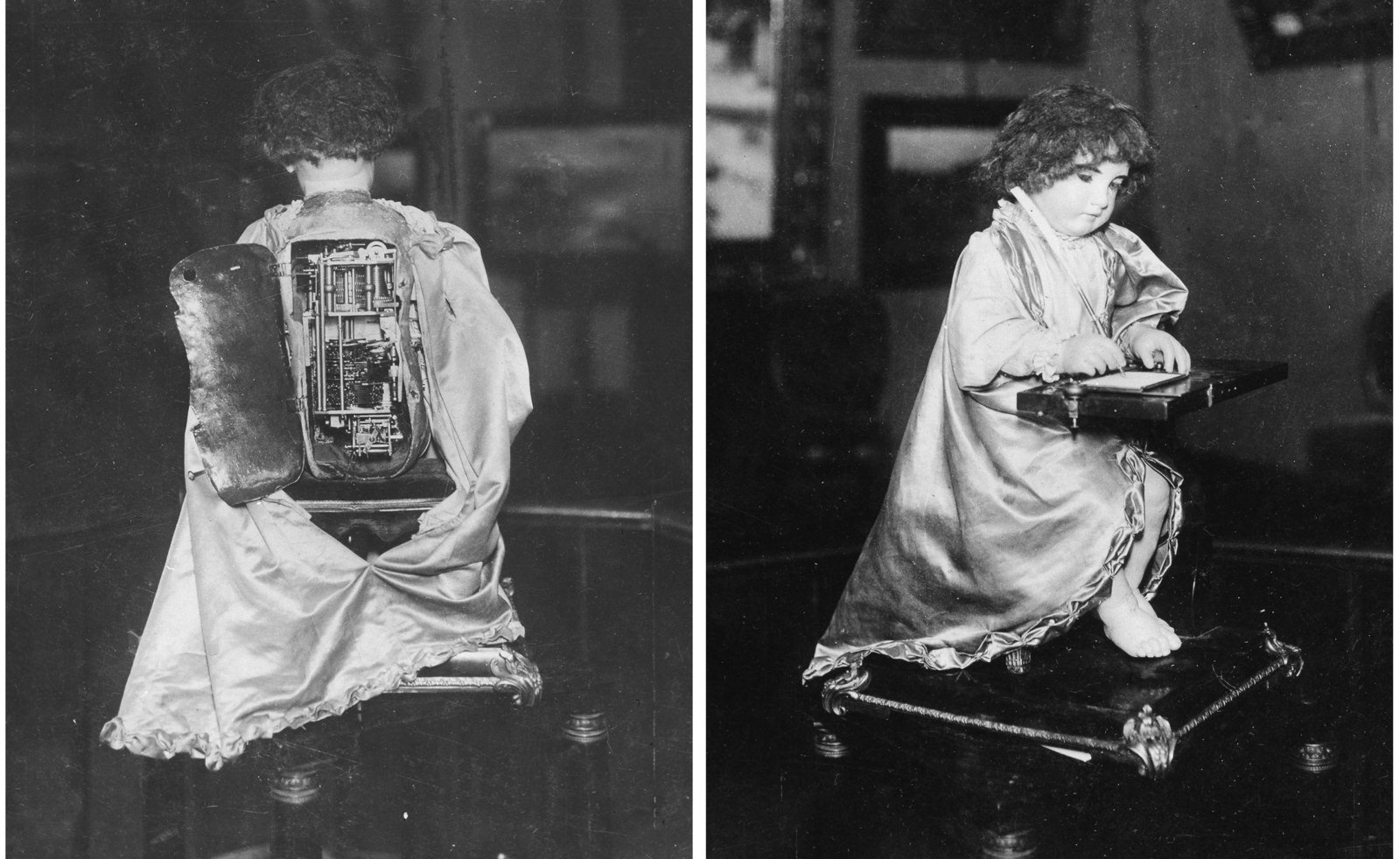 A mechanical robot child from France built in the 1890s, the picture is around 1920.