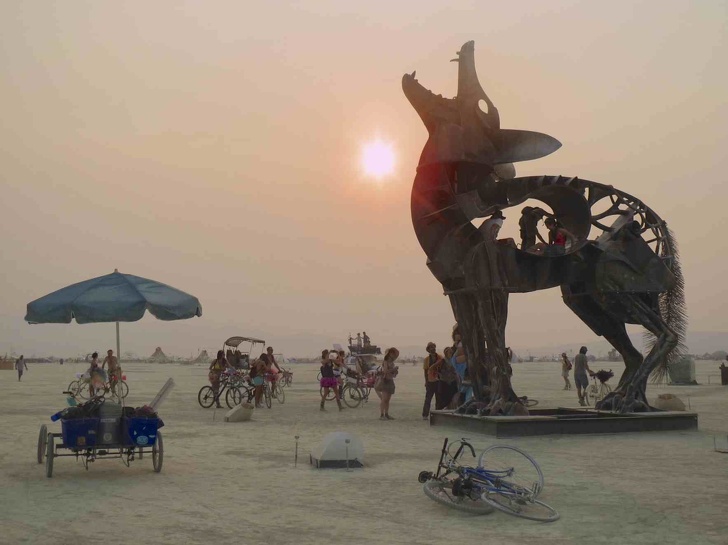 A coyote statue at the Burning Man Festival, 2013